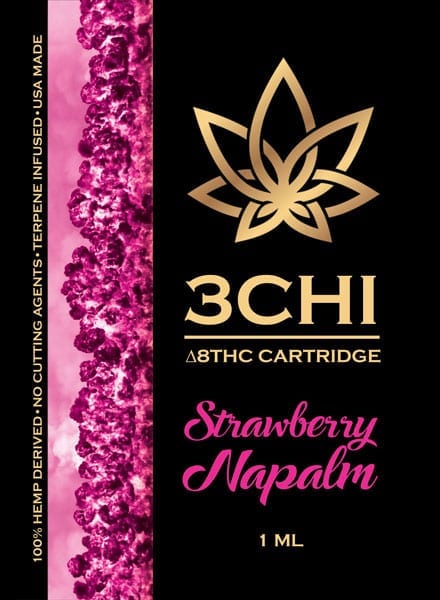 3Chi Delta 8 THC Vape Cartridge - Strawberry Napalm 1 mL