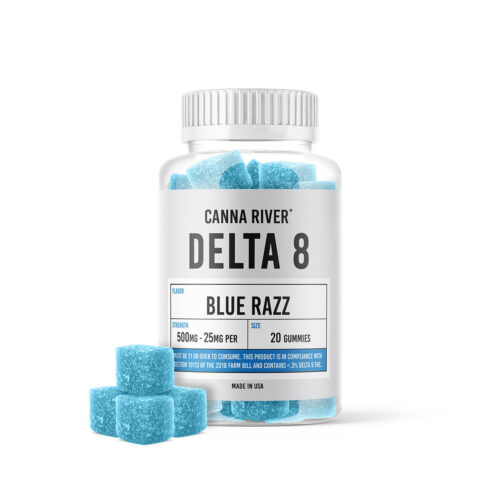 Canna River Delta 8 Gummies - Blue Razz 25mg 20 Count