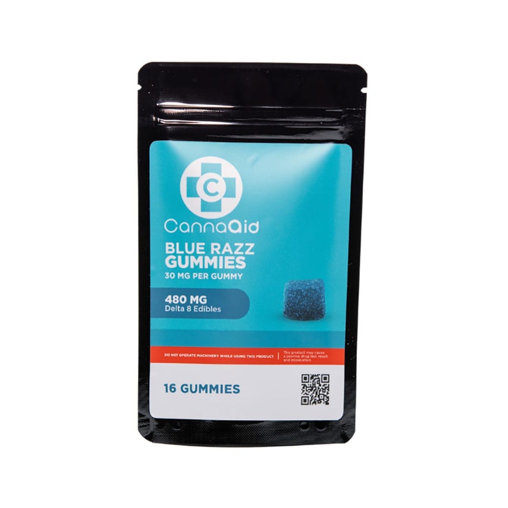 CannaAid Delta 8 Gummies - Blue Razz 30mg 16 Count