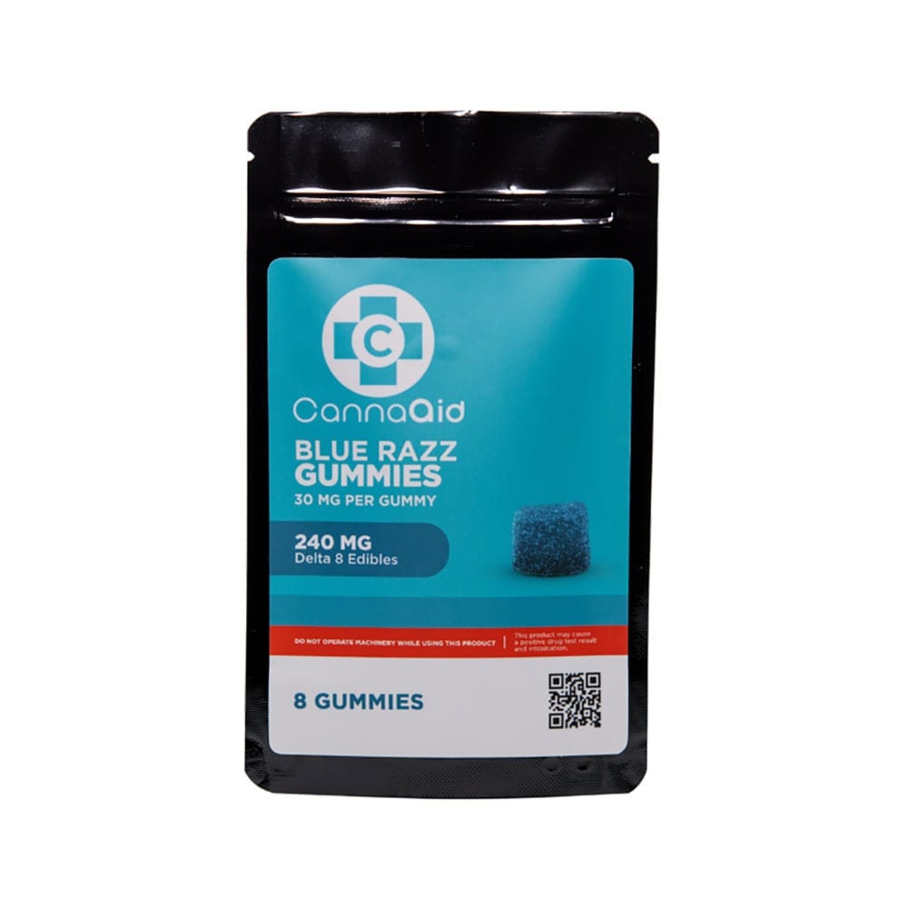 CannaAid Delta 8 Gummies - Blue Razz 30mg 8 Count