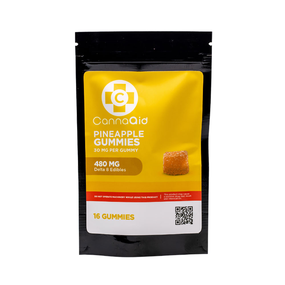 CannaAid Delta 8 Gummies - Pineapple 30mg 16 Count