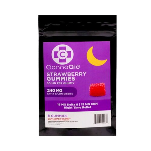 CannaAid Delta 8 THC + CBN Gummies - Strawberry 15mg 8 Count 8 Count
