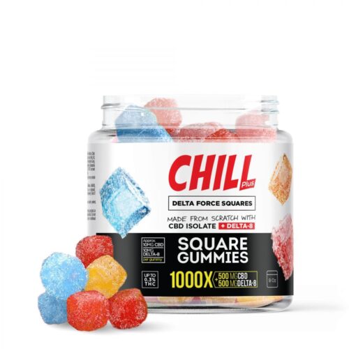 Chill Plus Delta 8 Delta Force Squares Gummies 10mg 50 Count