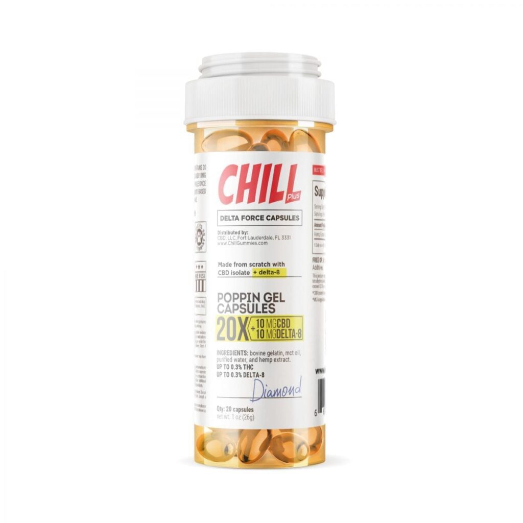 Chill Plus Delta 8 Poppin Gel Capsules - 20X 10mg 20 Count