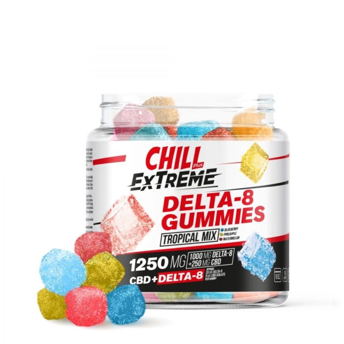 Chill Plus Extreme 20mg Delta 8 Gummies - Tropical Mix 50 Count