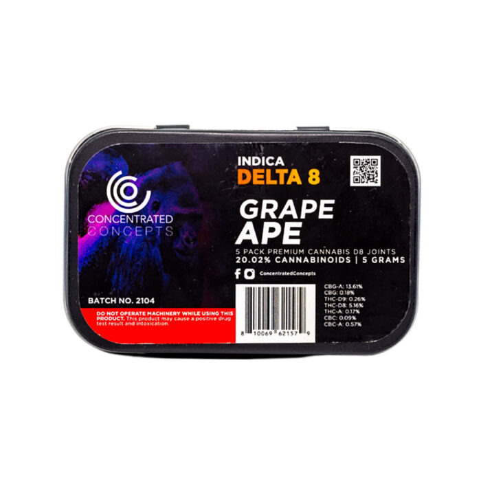 Concentrated Concepts Delta 8 THC Preroll - Grape Ape 200mg 5 Pack