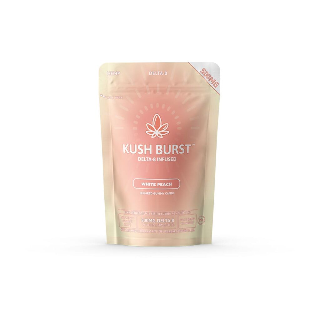 Kush Burst Delta 8 THC Gummies - White Peach 50mg 10 Count