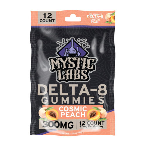 Mystic Labs Delta 8 THC Gummies - Cosmic Peach 25mg 12 Pack