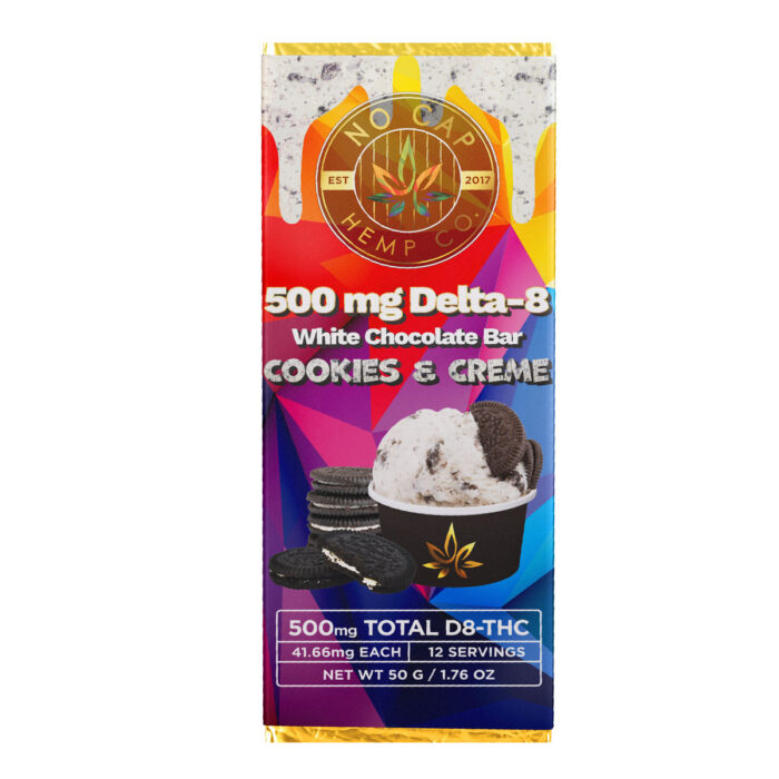 No Cap Hemp Co Delta 8 THC White Chocolate Bar - Cookies & Creme