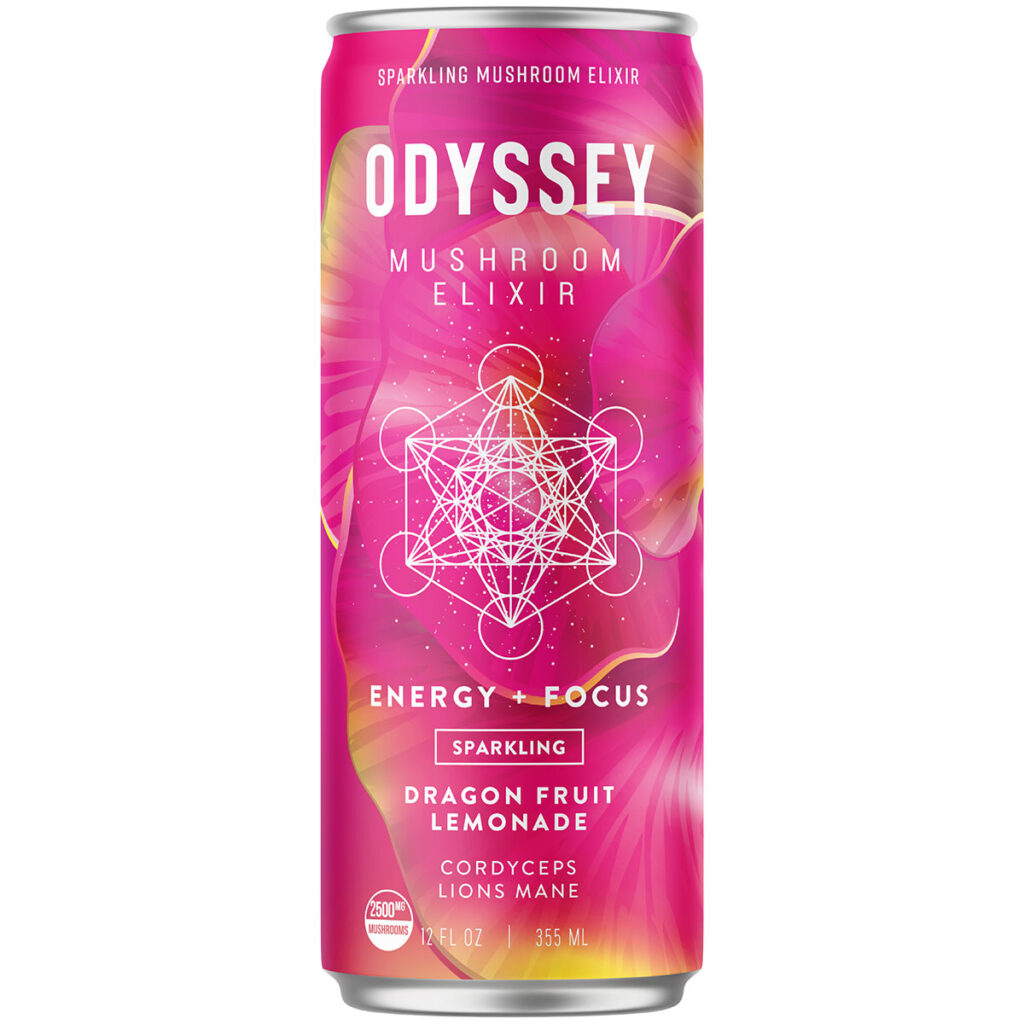Odyssey Sparkling Elixir Energy + Focus - Dragon Fruit Lemonade 12oz 12 Pack