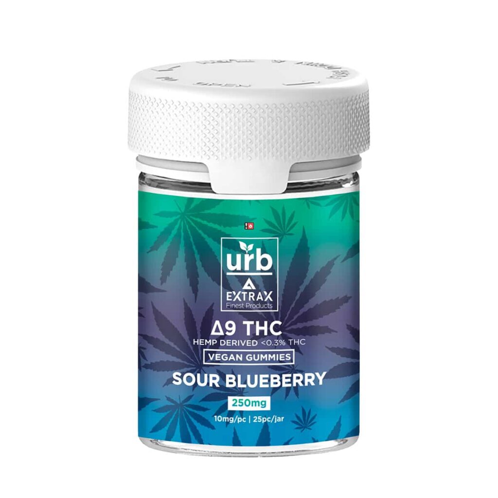 Urb Extrax Delta 9 THC Gummies - Sour Blueberry 10mg 25 Count