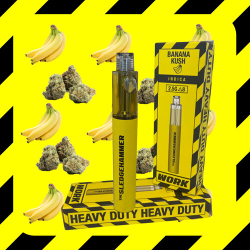 Work Delta 8 + D10 Sledgehammer Disposable Vape - Banana Kush 2.5 Grams