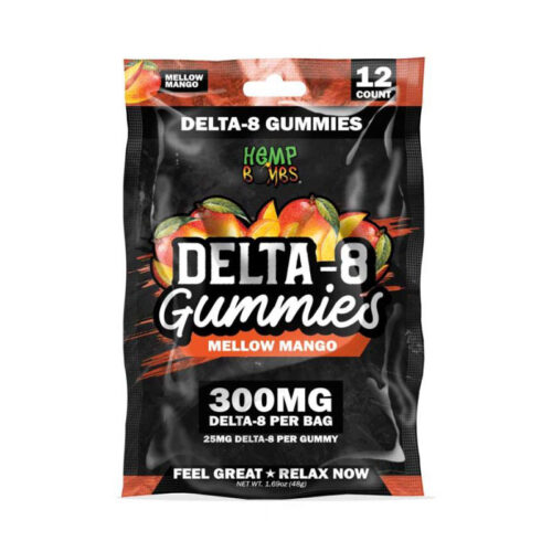 Hemp Bombs Delta 8 Gummies - Mellow Mango 25mg 12 Pack
