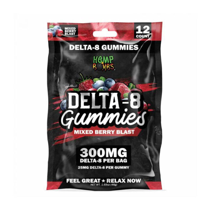 Hemp Bombs Delta 8 Gummies - Mixed Berry Blast 25mg 12 Pack