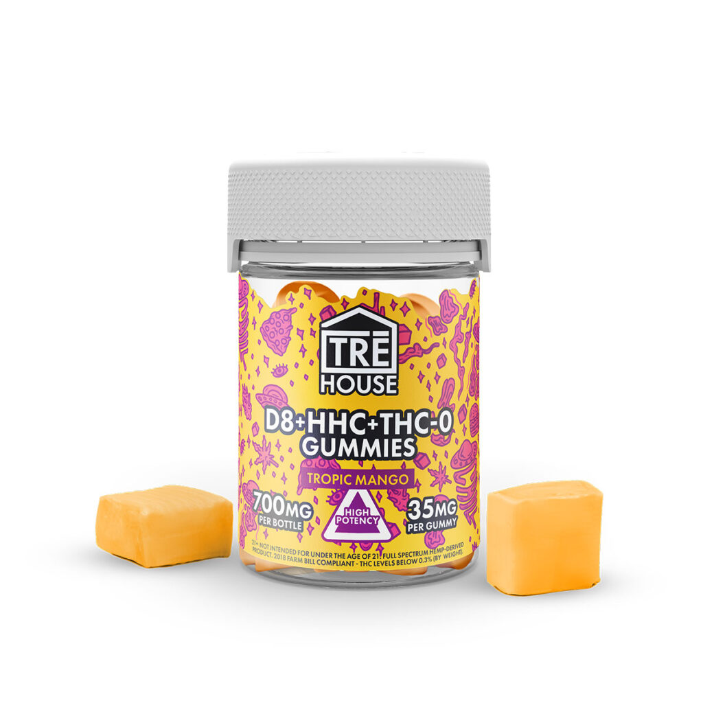 TRĒ House Delta 8 Gummies + HHC + THC-O - Tropic Mango 35mg 20 Count