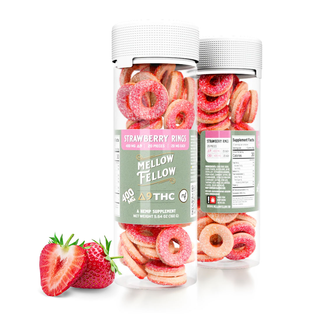 Mellow Fellow D9 Gummies - Strawberry Rings 20mg 20 Count