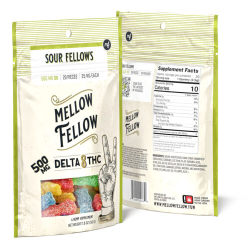 Mellow Fellow Delta 8 Gummies - Sour Fellows 25mg 20 Count