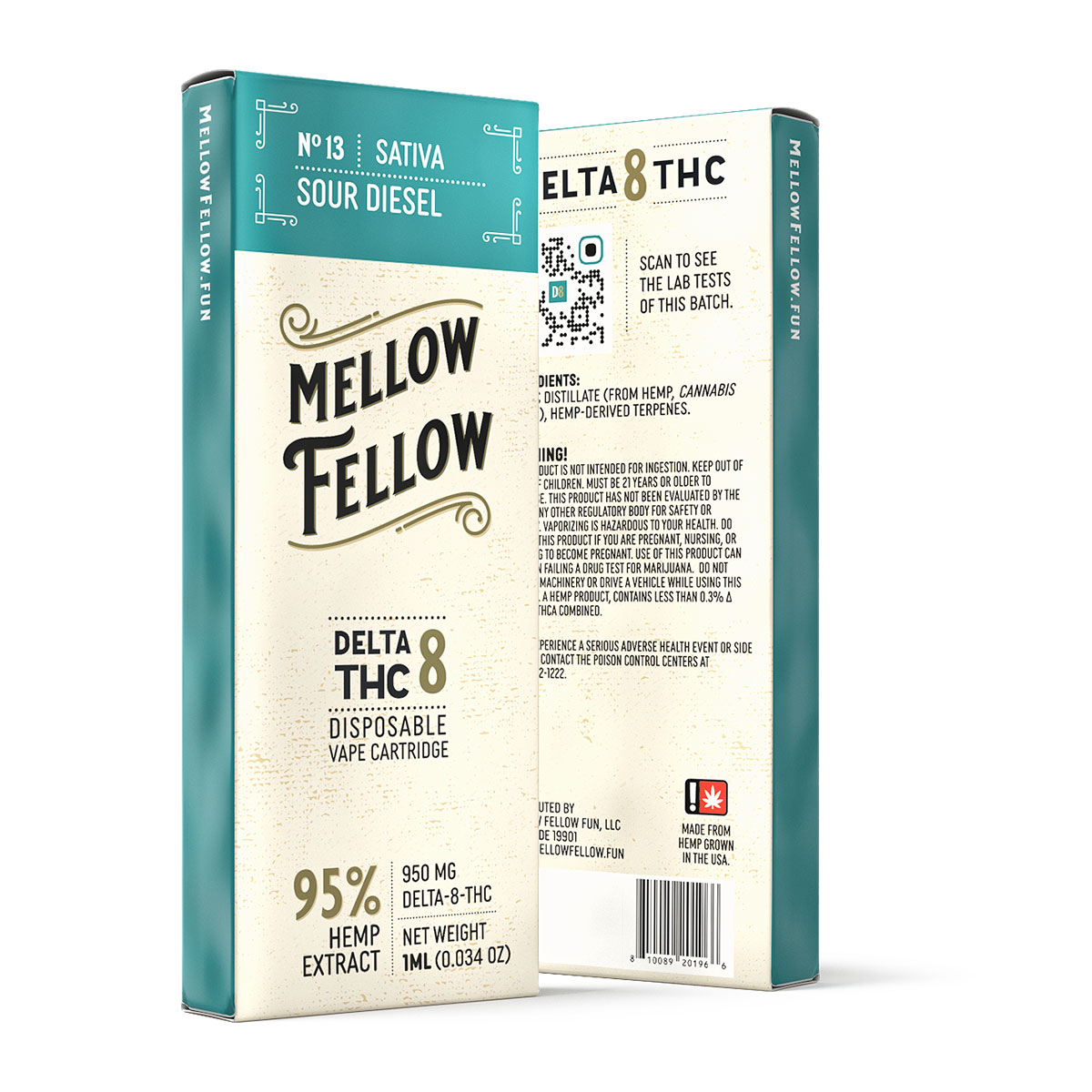 Mellow Fellow Delta 8 Disposable Vape - Sour Diesel 1ML