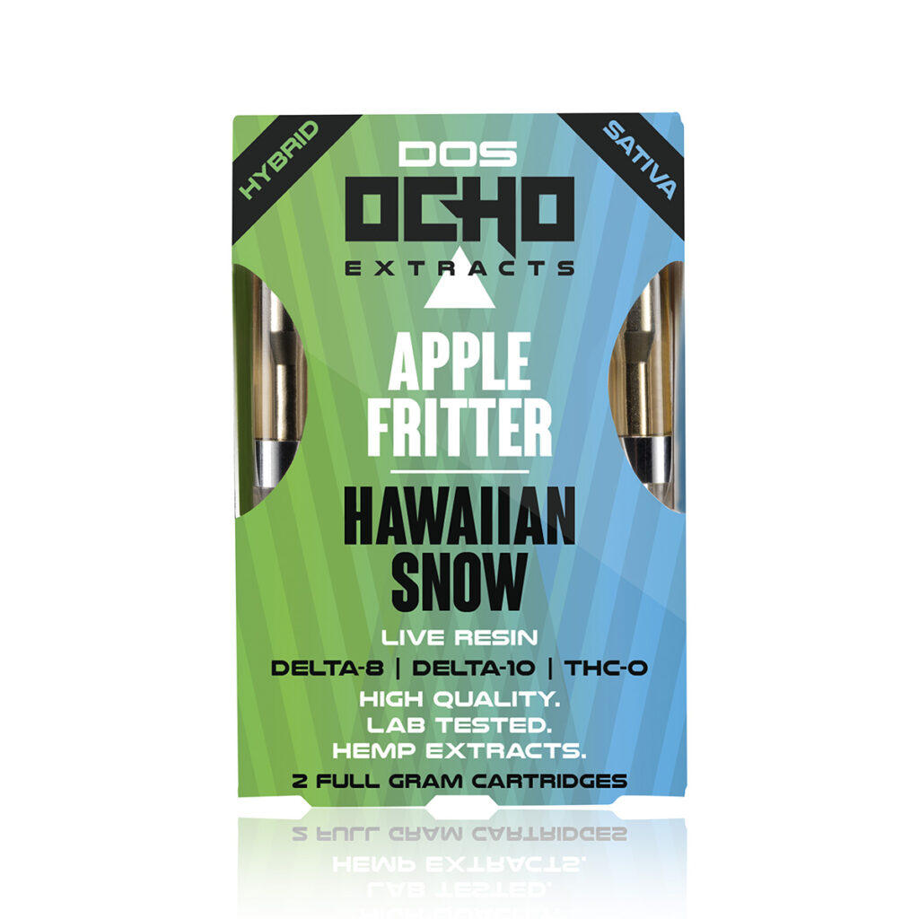 Dos Ocho Extracts Live Resin D8 + D10 + THC-O Dual Cartridges - Apple Fritter 1G + Hawaiian Snow 1G