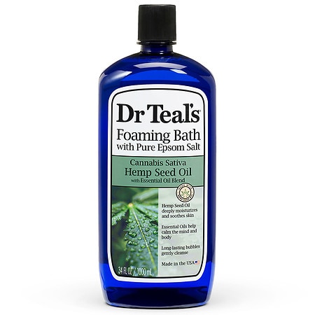 Dr. Teal's Foaming Bath with Pure Epsom Salt, Cannabis Sativa Hemp Seed Oil 34 fl oz - 34.0 fl oz