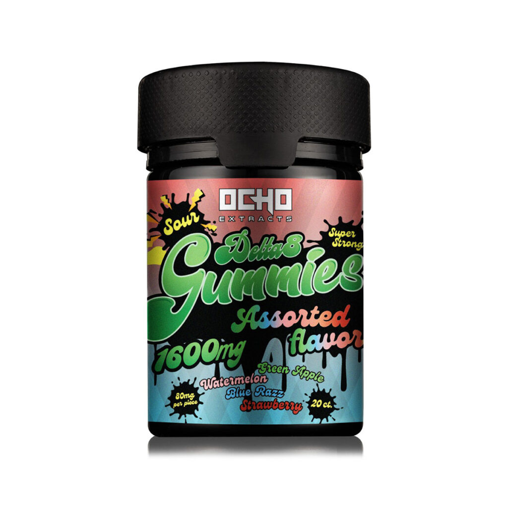 Ocho Extracts Delta 8 Gummies - Assorted Sours 80mg 20 Count