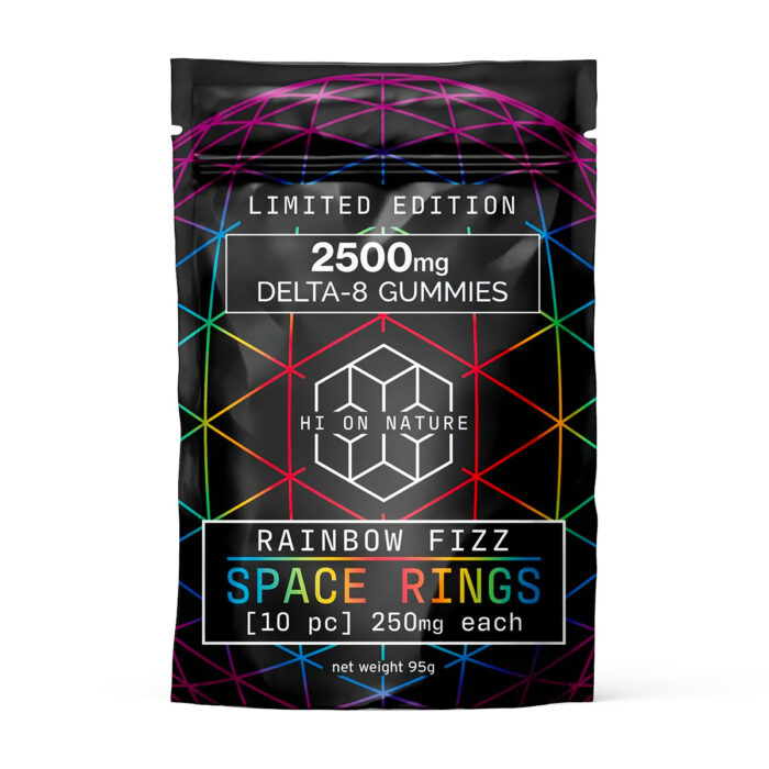 Hi On Nature Delta 8 Space Rings - Rainbow Fizz 2500mg 10 Count