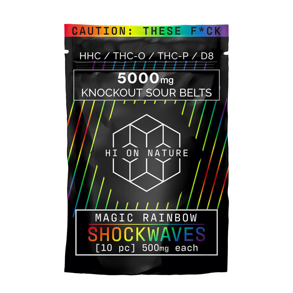 Hi On Nature Knockout Sour Belts - Magic Rainbow 5000mg 10 Count