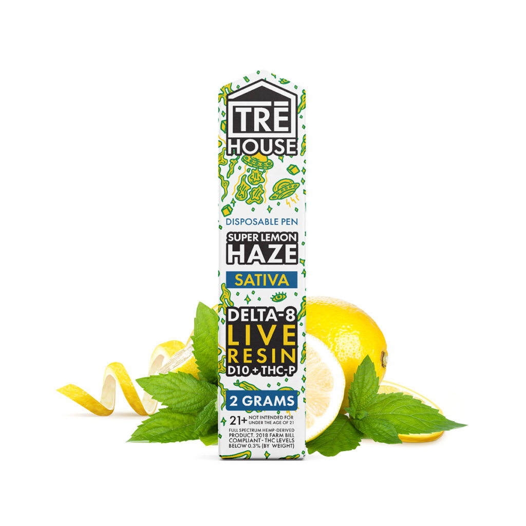 TRĒ House Delta 8 + D10 + THC-P Live Resin Disposable Vape - Super Lemon Haze 2G