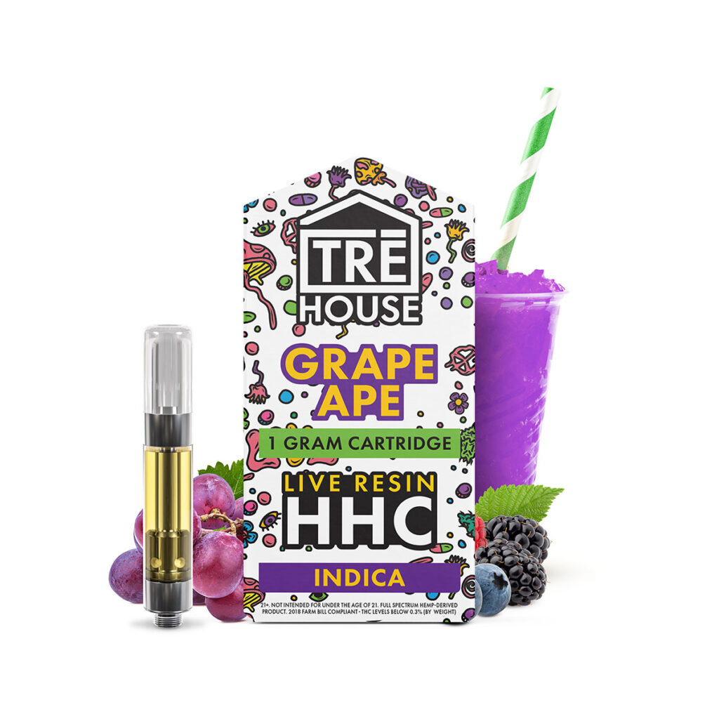TRĒ House Live Resin HHC Vape Cartridge - Grape Ape 1G
