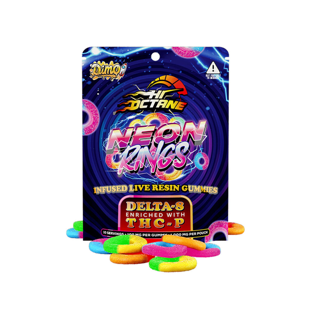 Dimo Delta 8 + THCP Gummies - Neon Rings 1000mg