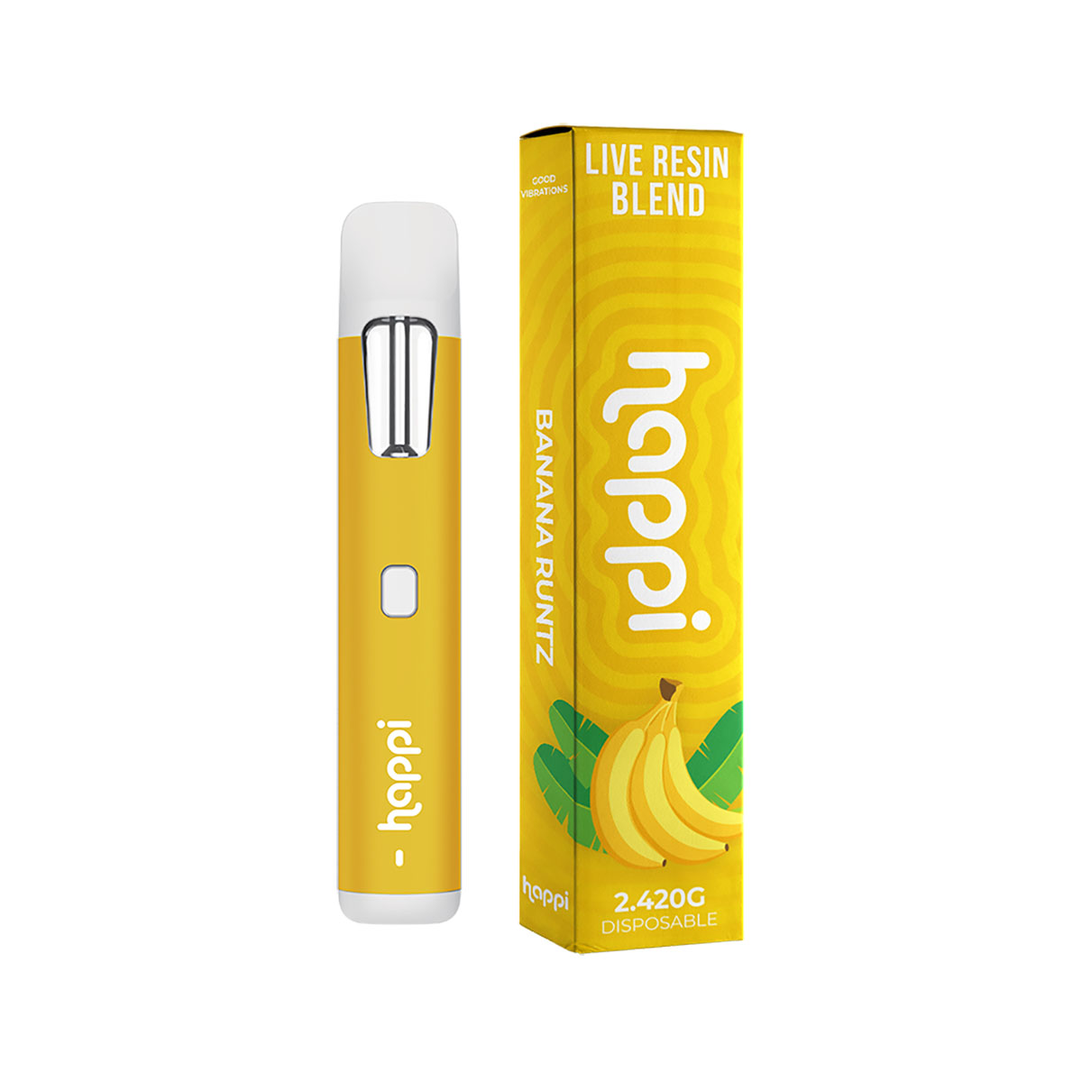Happi Live Resin + D8 + THC-P + THC-O Disposable Vape - Banana Runtz 2.4ML