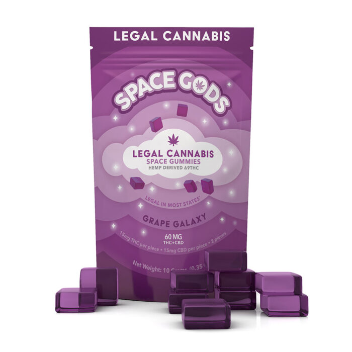 Space Gods Delta 9 THC + CBD Gummies - Grape Galaxy 15mg 10 count