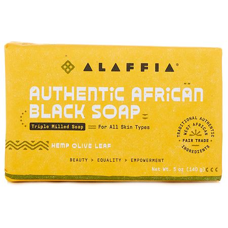 Alaffia Authentic African Black Soap Triple Milled, Hemp Olive Leaf - 5.0 oz
