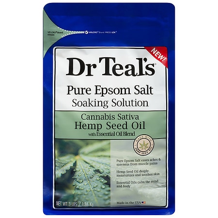 Dr. Teal's Pure Epsom Salt Soak, Cannabis Sativa Hemp Seed Oil - 3.0 lb