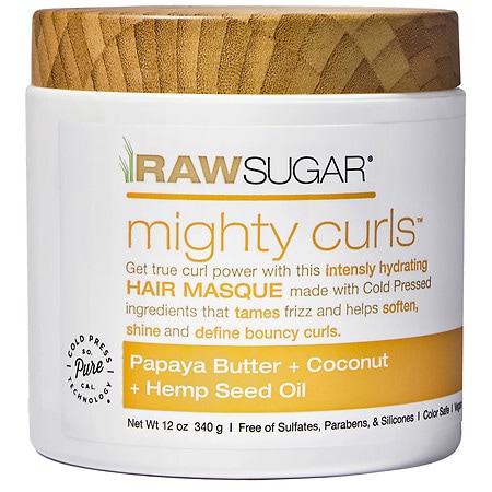 Raw Sugar Mighty Curls Hair Masque Papaya Butter + Coconut + Hemp Seed Oil - 12.0 oz