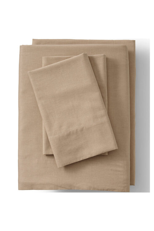 120 Thread Count Garment Washed Cotton Hemp Blend Bed Sheet Set - Lands' End - Orange - Q