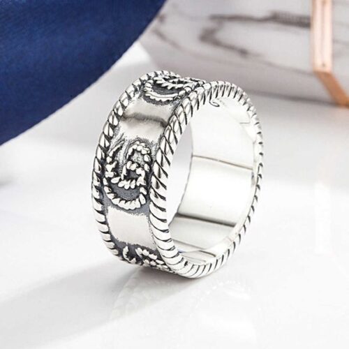 70% off 2023 new luxury fashion jewelry for sterling silver hemp rope double carving pattern couple trend hip hop ring