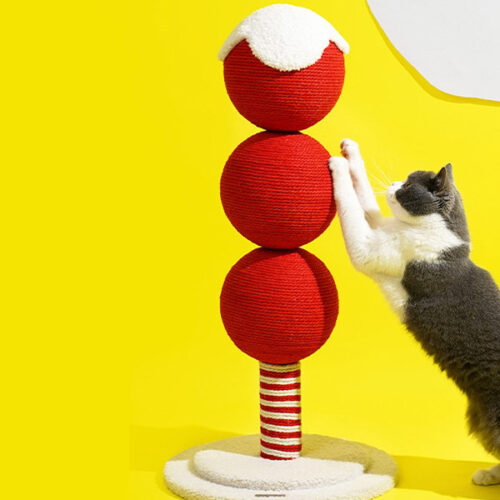 Candied Haw-styled Vertical Cat Scratching Post - Durable and Bite-resistant - Creatively Fun