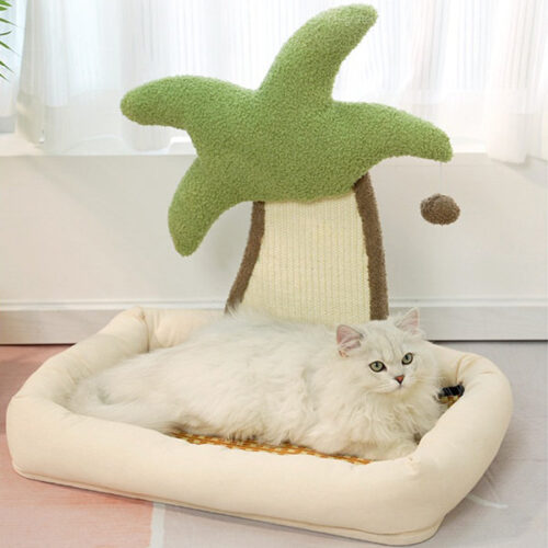 Coconut Tree Mushroom Cat Bed - Polyester Sisal Hemp
