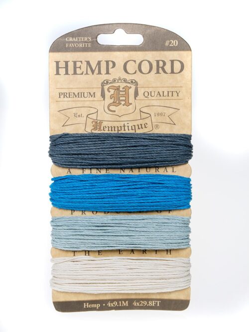 Cord Cards hemp 9.1 m x 4 colors aquamarine