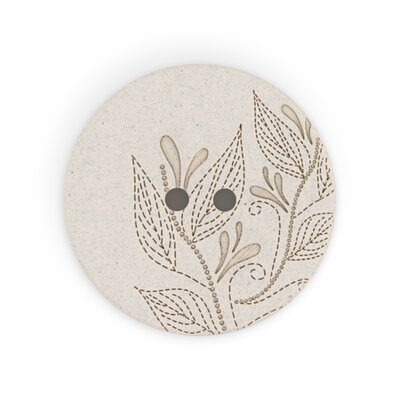 Dritz Recycled Hemp Round Floral Button, 28mm, Light Gray, 3 Buttons