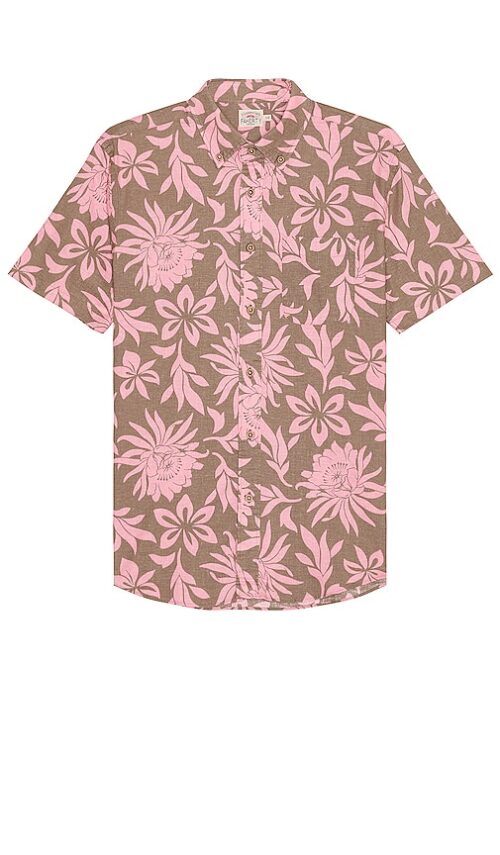 Faherty Short Sleeve Breeze Shirt in Pink. - size XL/1X (also in M, S)