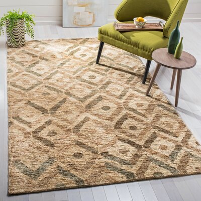 Ferrera Contemporary Hand-Knotted Brown Area Rug