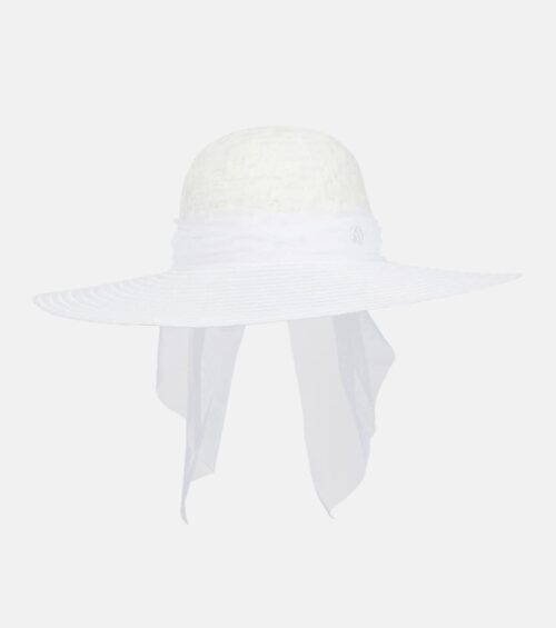 Maison Michel Blanche tulle-trimmed sun hat