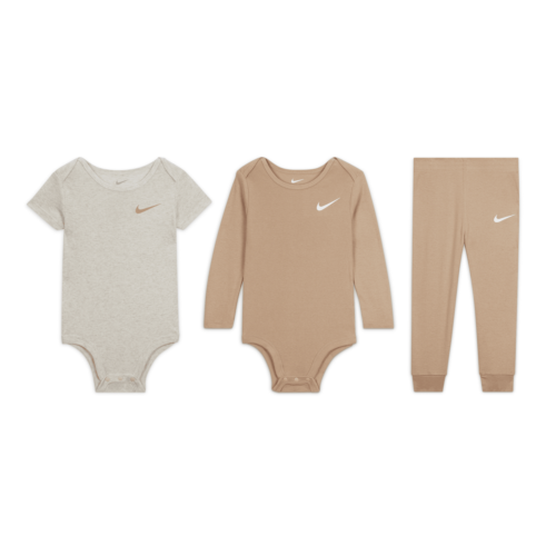 Nike Essentials Baby (12-24M) 3-Piece Bodysuit Set in Brown, Size: 12M | 66K732-X0L