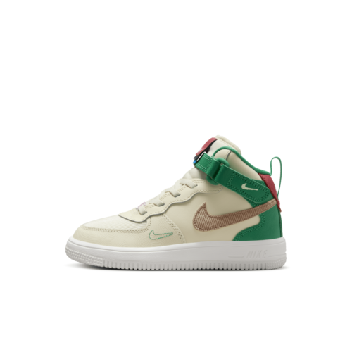 Nike Force 1 Mid SE EasyOn Little Kids' Shoes in White, Size: 13C | FQ3694-100