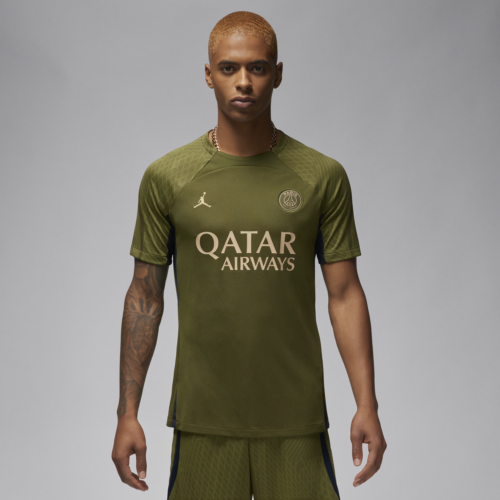 Nike Men's Paris Saint-Germain Strike Fourth Jordan Dri-FIT Soccer Knit Top in Green, Size: 2XL | FD7085-327