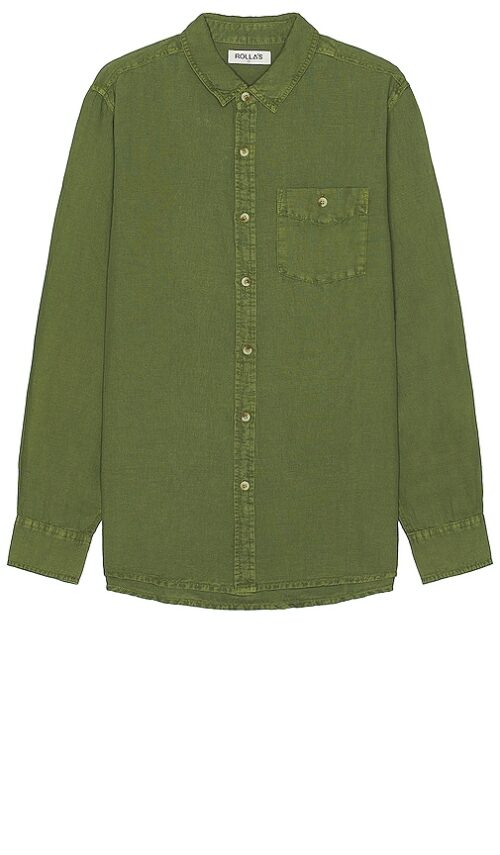 ROLLA'S Men At Work Hemp Shirt in Olive. - size L (also in M, S)