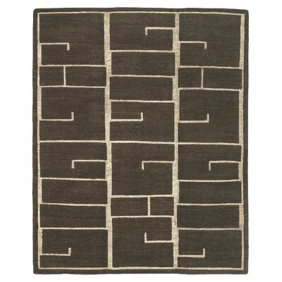 Shanghai Geometric Handmade Hand-Knotted Wool/Hemp Area Rug in Brown/White