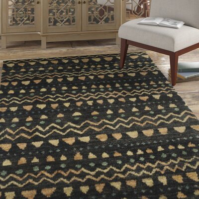 Suleman Geometric Hand-Knotted Black/Gold Area Rug